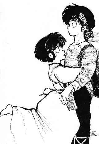 anime lovers hugging. a spell, hugging Ryoga,